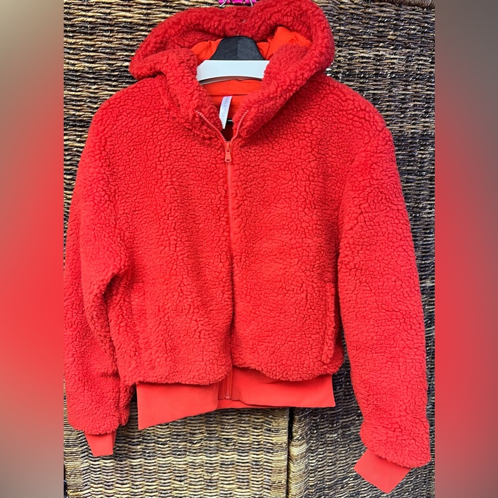 Fabletics Vibrant‎ Red Sherpa Jacket-Size:Small